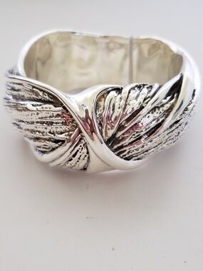 Shablool 925 Sterling Silver Textured Bangle Bracelet 8.25"